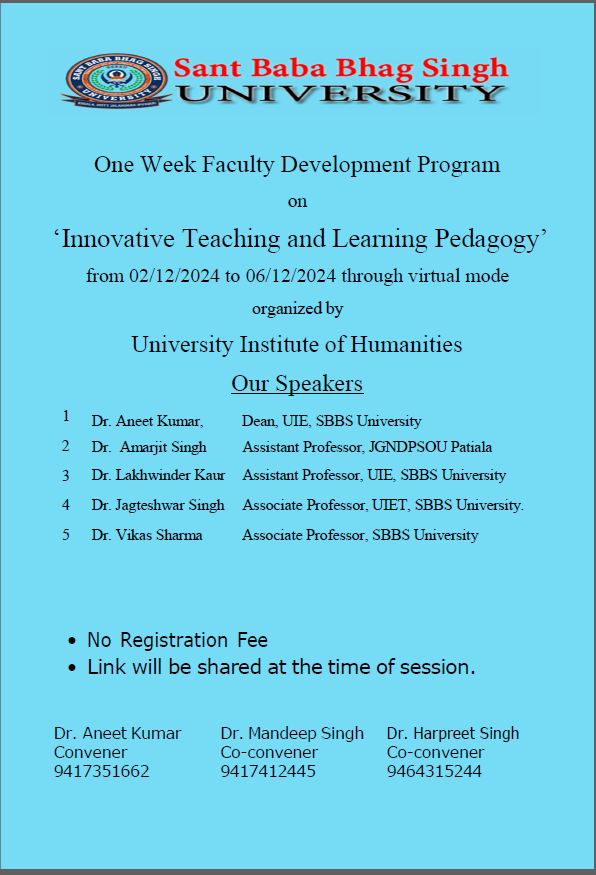 One Week Faculty Development Program on ‘Innovative Teaching and ...